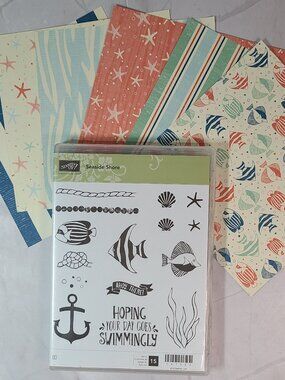 Stampin Up Seaside Shore Stamp Set & 6x6 Designer Series Paper-12 sheets
